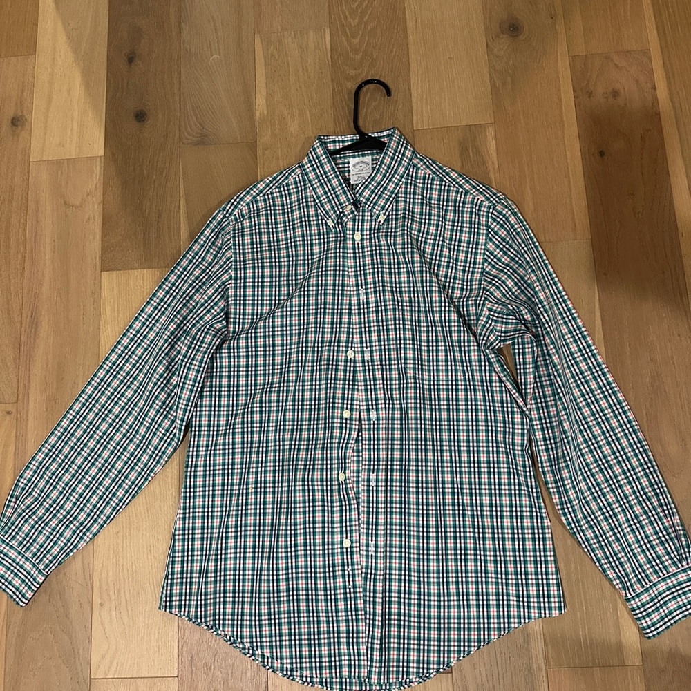 Brooks Brothers Blue and White Plaid Button Down Shirt